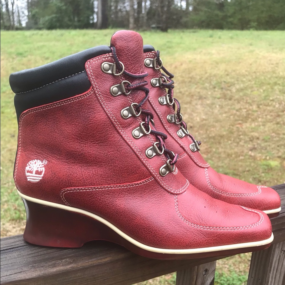 Timberland 6.5 Wedge heel Boots Square toe 🔥Mint